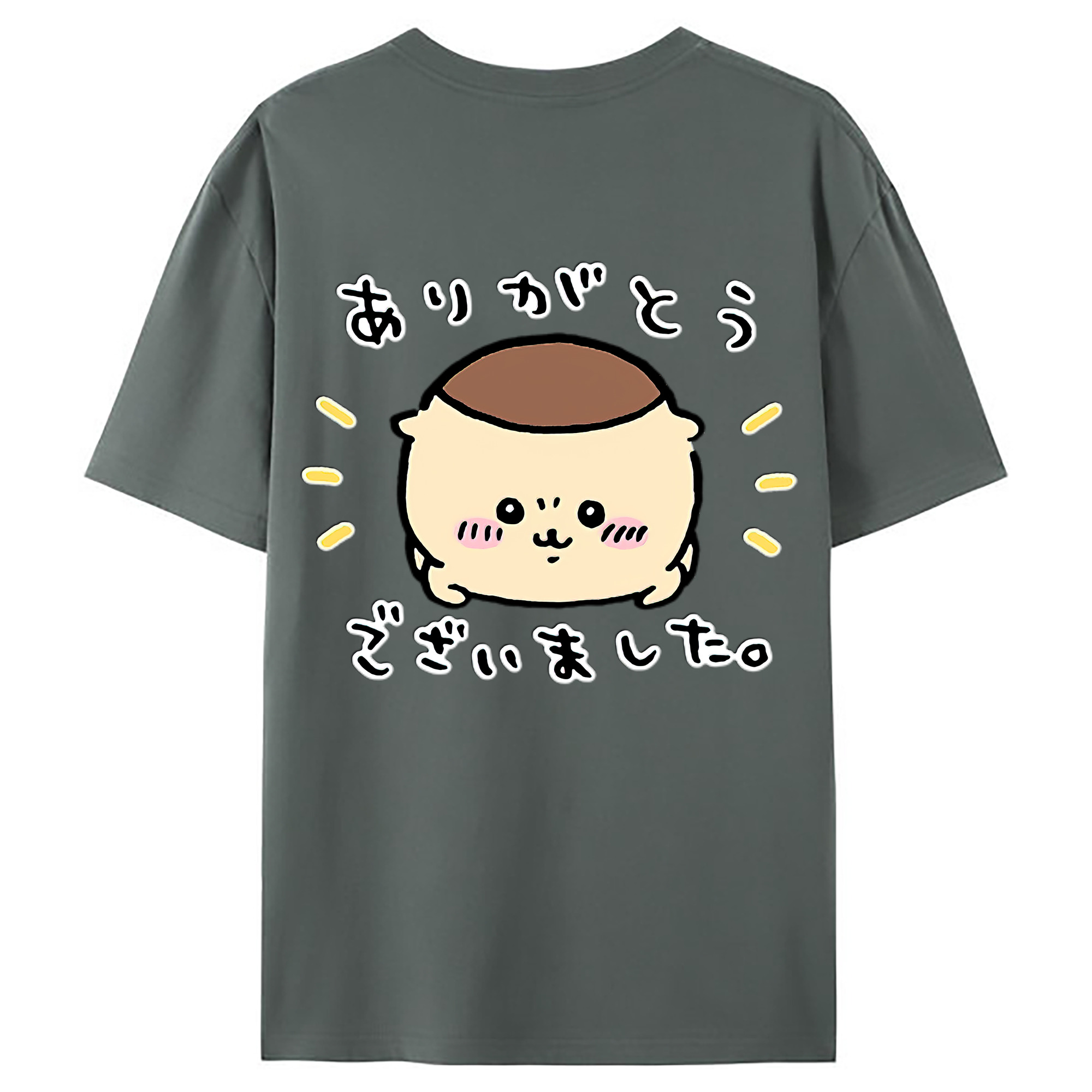（画像用） ちいかわ くりまんじゅう Chii-kawa kuri manjū 綿100％ メンズ半袖Tシャツ（バックプリント） 通気性